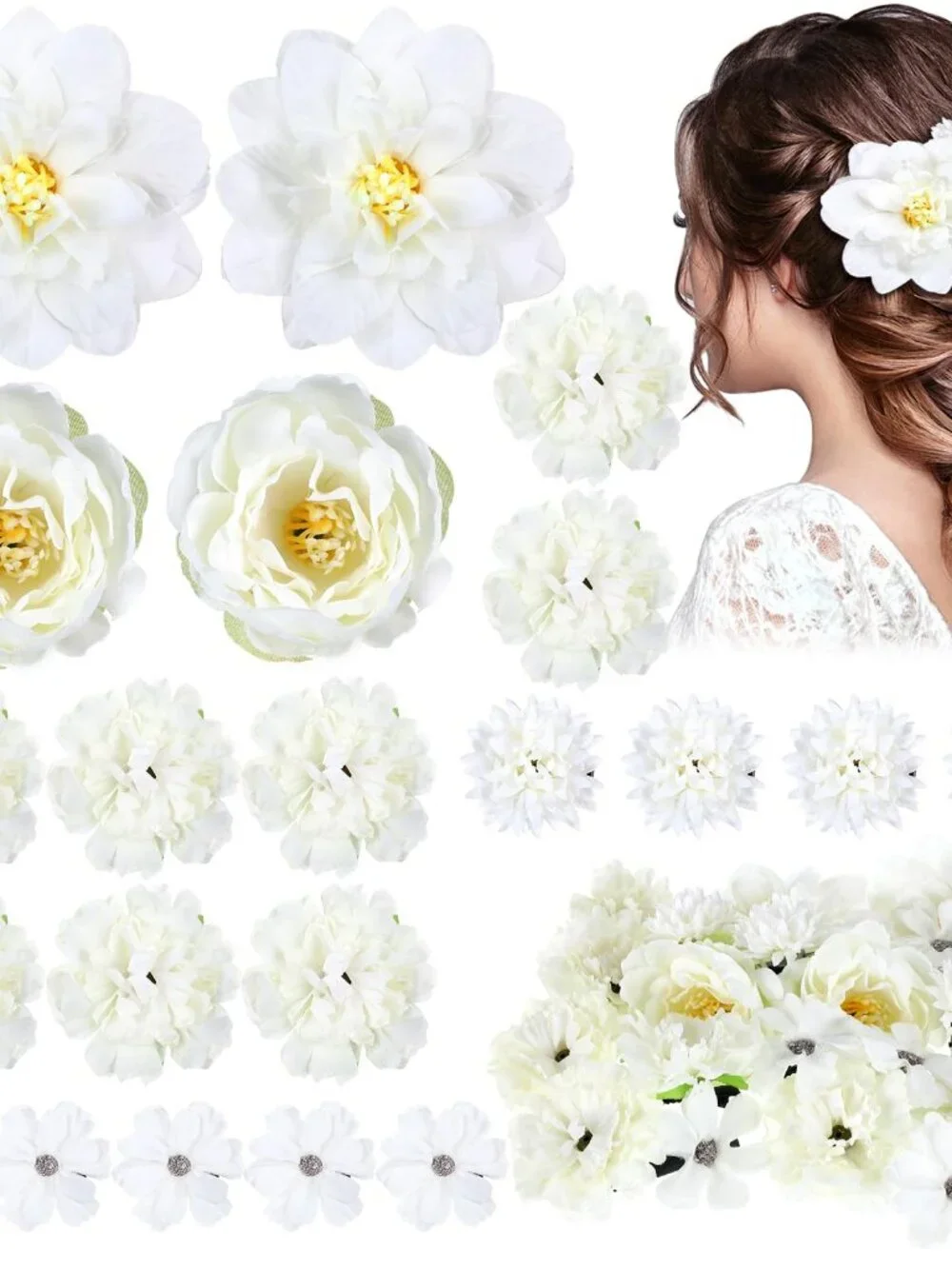 BBTO 21 Pcs Flower Hair Clip Rose Hair Clips Barrettes for Women Flower Accessor